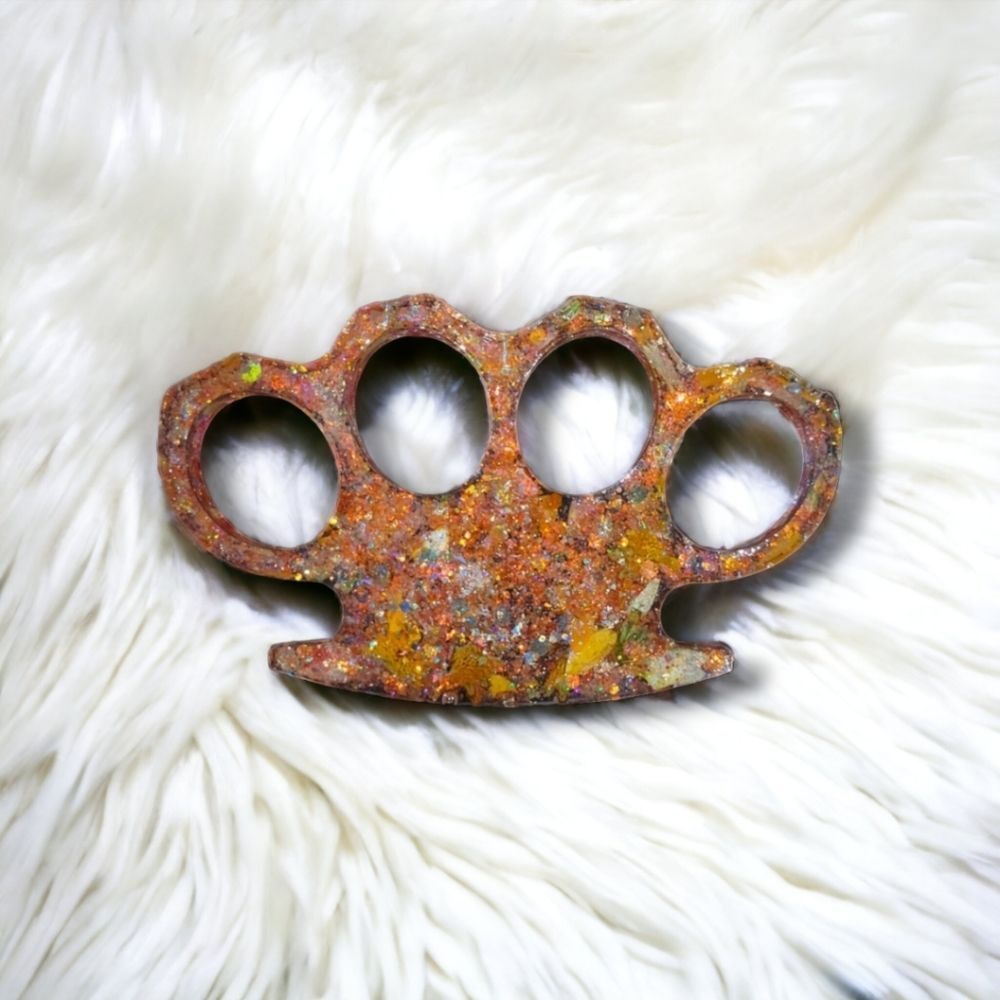 Orange Clear Floral Resin Decorative Keychain Accessory (Z079)